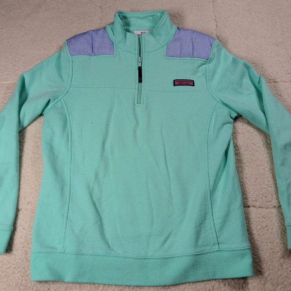 Vineyard Vines Lime & Blue Qtr Zip Jacket Small - Picture 1 of 6